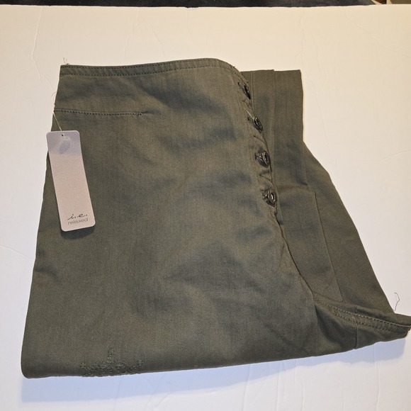 INC International Concepts Olive Green Embroidered Frayed Crop Pants Womens 12 - Picture 5 of 6
